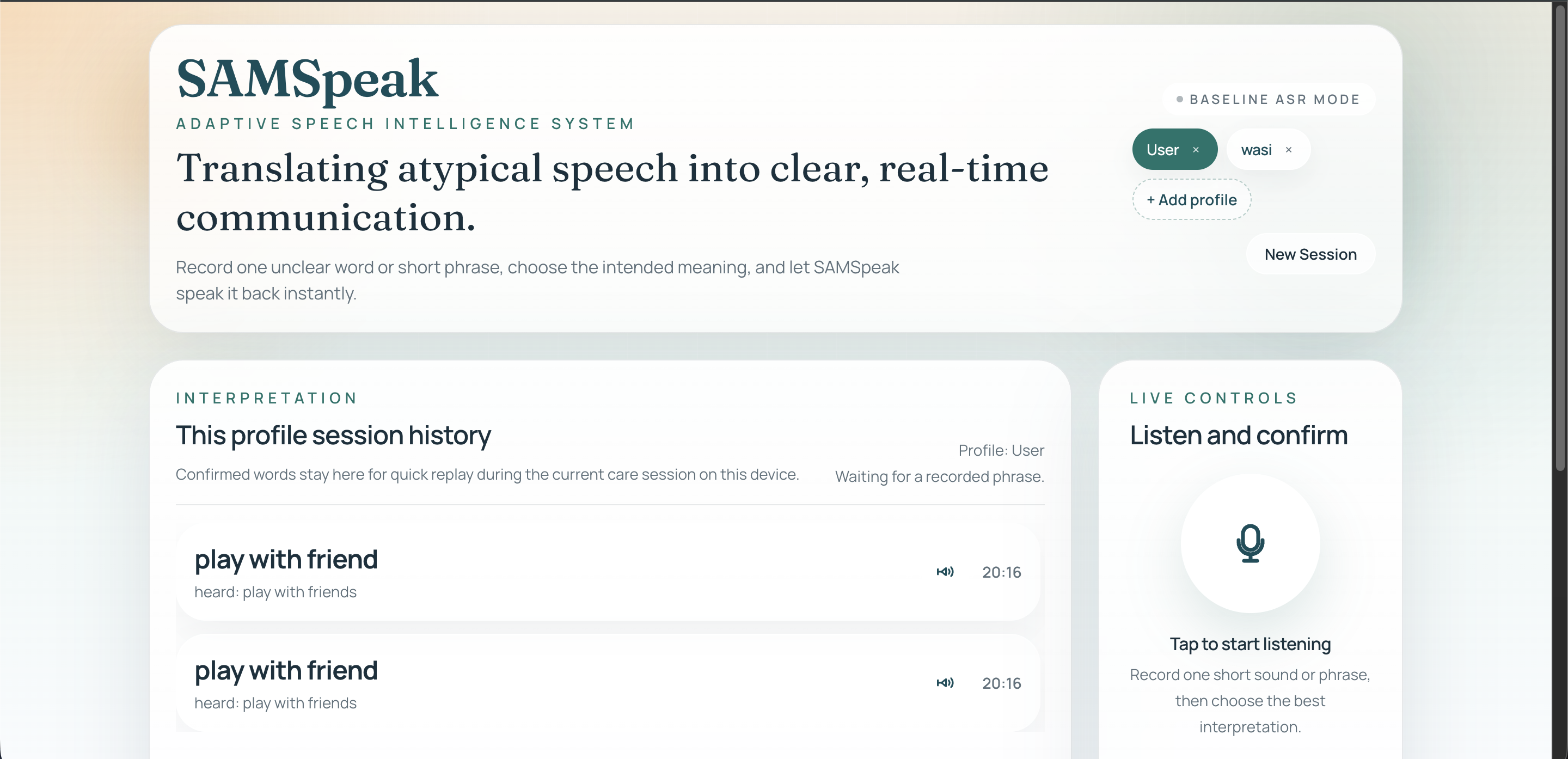 SamSpeak (MVP) screenshot