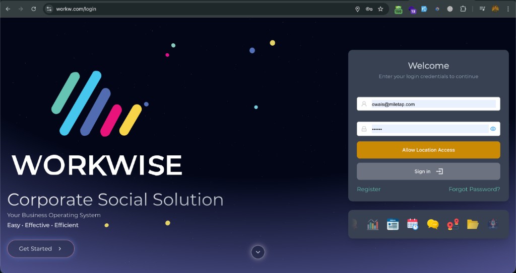WorkW Corporate Social Solution screenshot